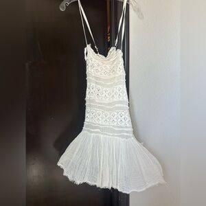 Free People White Lace Cross Strap Dress